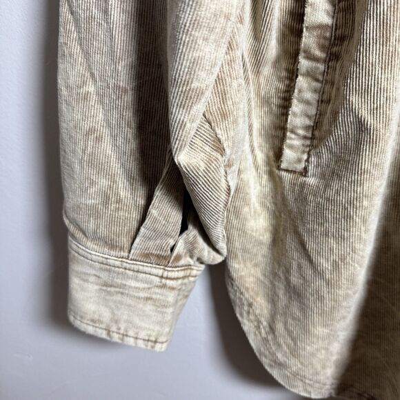 Bibi Corduroy Shacket Tan Pockets Distressed Women's Size XL Style IP4500-01 - Picture 6 of 16